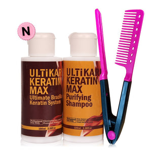 Portable Cheap Brazilian Keratin 100ml 5% Formalin Treatment+100ml Purifying Shampoo DIY At Home Straightening Hair+Free Comb