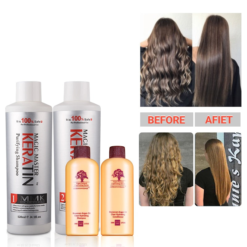 Cocount 120ml Keratin MMK Without Formaldehyde Moisturizing Treatment For Hair Care+120ml Purifying Shampoo+100ml Travel Set